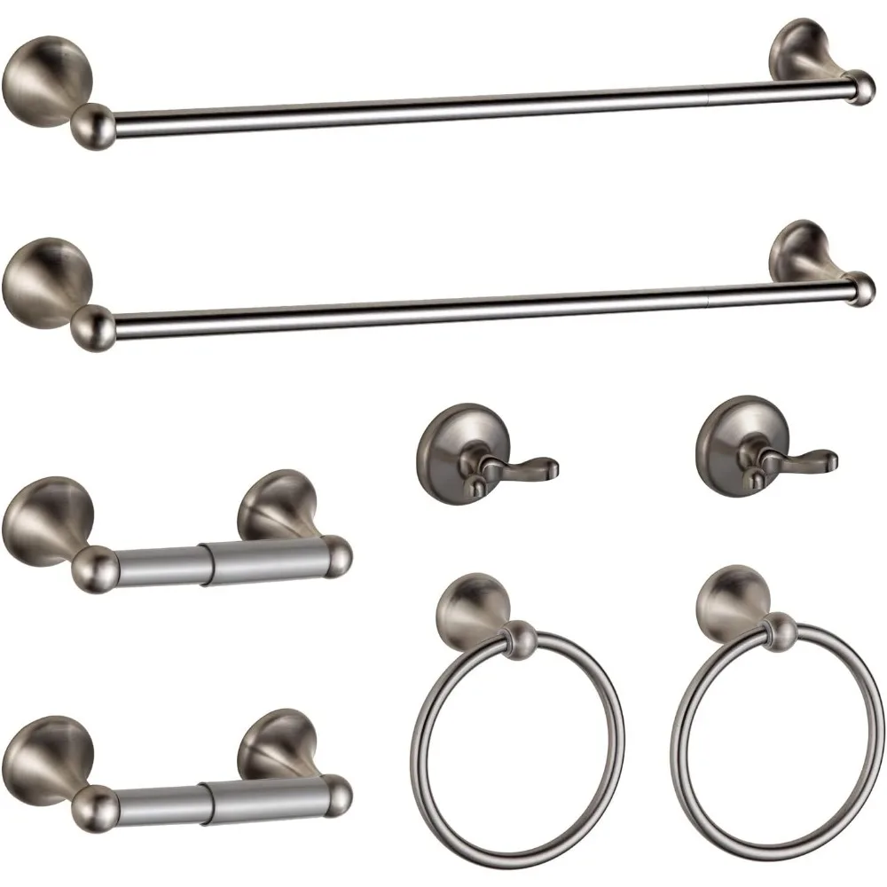 

Adjustable Expandable Towel Bars Set 8-Piece Bathroom Hardware Wall Mount Brushed Nickel