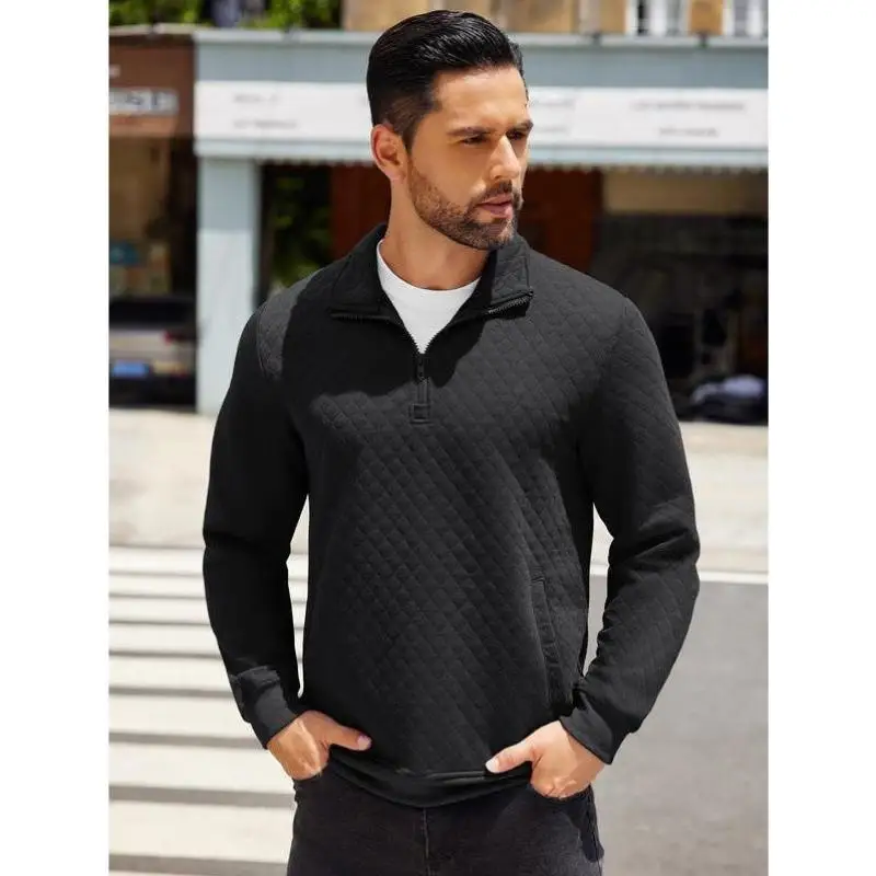 

Men's Knitted Sweater Four-Quarter Zipper U 522 New Cross-Border Sle Coolmax Fiber Collar Inner Wear Thiened Ciwalk