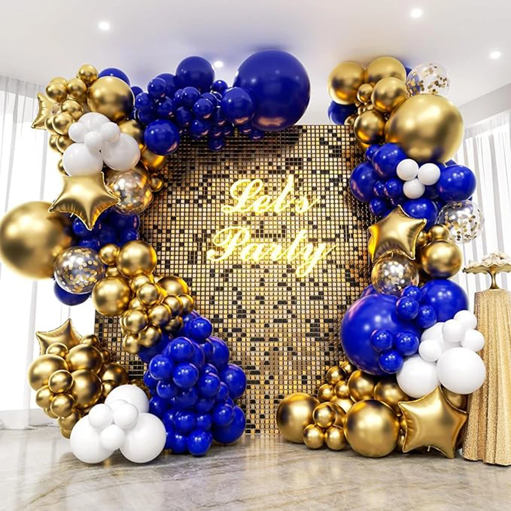 

Royal Blue Ballon Arch White Gold Balloons Garland Kit Gold Star Foil Globos Graduation Birthday Party Decor Wedding Decoration