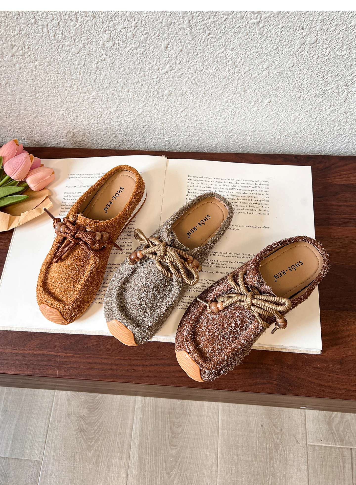 Retro Platform Slip-On Lazy Half Slippers Women Clogs Cork Insole Sandals With Arch Support Outdoor-Wearable Closed-Toe Mules