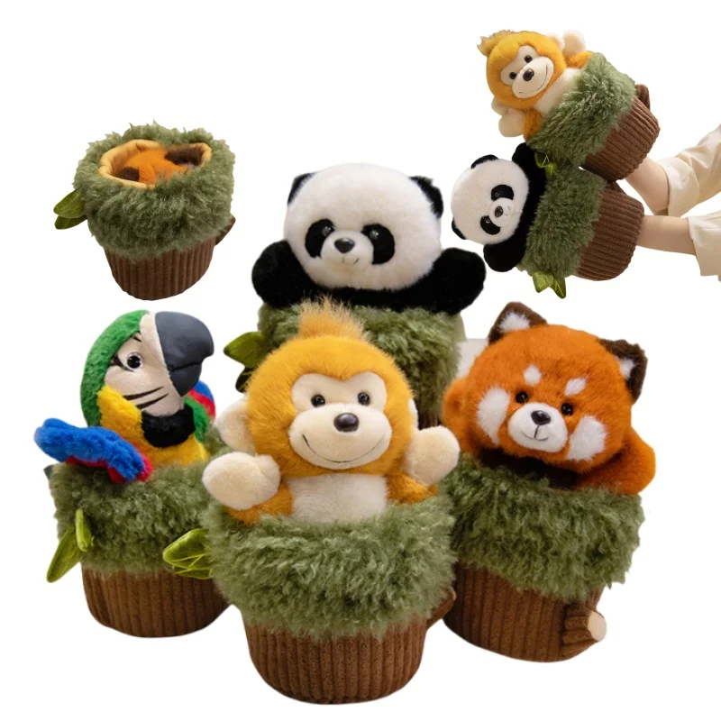 

New Creative Hand Puppets Stump Parrot Raccoon Panda Monkey Animals PillowKawaii Baby Education Enlightenment Toys Gifts Decor