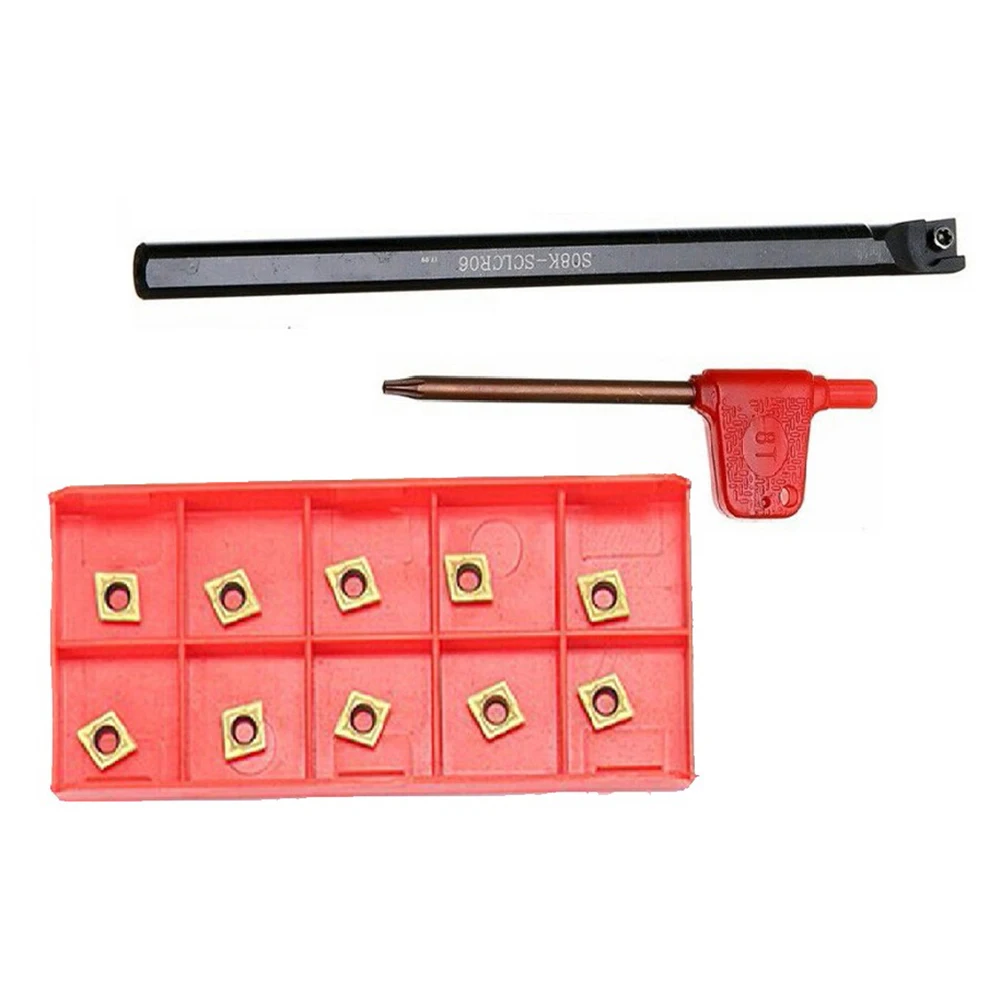 

8mm S08K-SCLCR06 Turning Tools Lathe Boring Bar With 10pc CCMT060204-HM Inserts Workholding Machinery Accessories