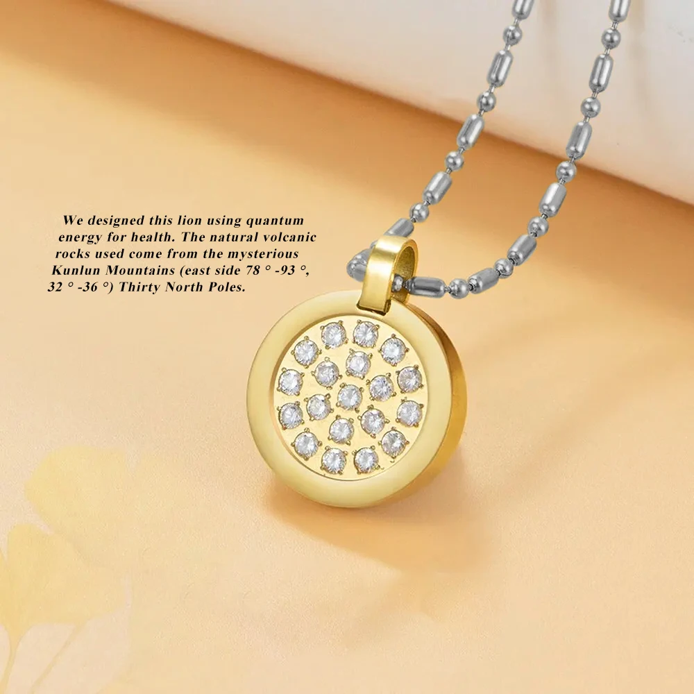 Wellness Fashion Necklace, Stainless Steel Zircon Pendant, Releases Over 2000 Negative Ions, Bring You Calming Daily Vibe