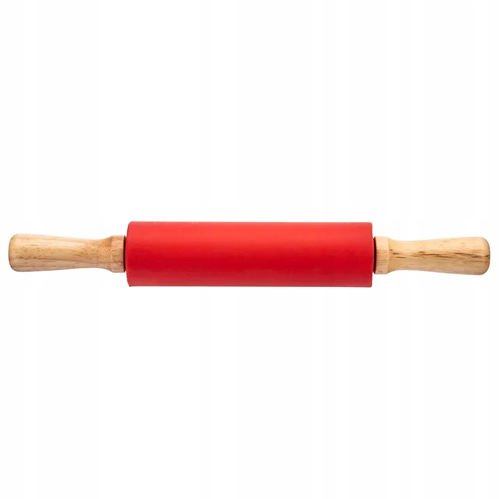 Siliconen pizzadeegrol met roterende houten handgreep 37 cm 1 st