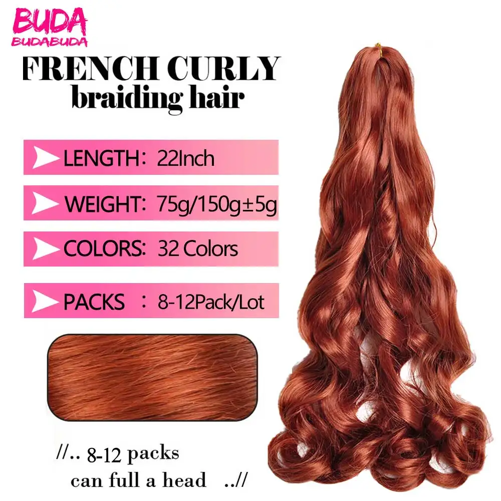 French Curls Braiding Hair 24inch Loose Wavy Crochet Braiding Hair Extension Pre Stretched For Women Synthetic French Curly Hair