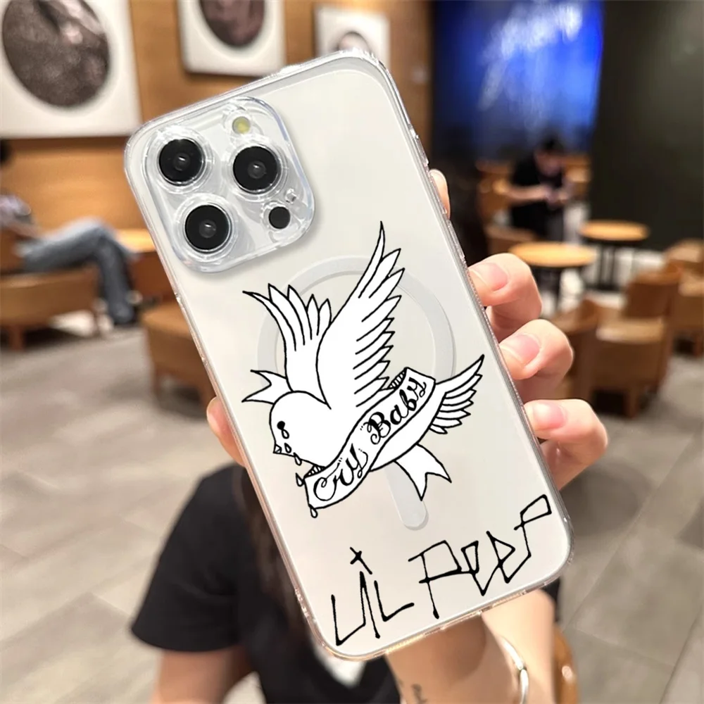 Rapper L-Lil P-Peep Phone Case for iPhone 12 11 13 14 15 16 Max Pro Plus Transparent Magsafe Magnetic Wireless Cover