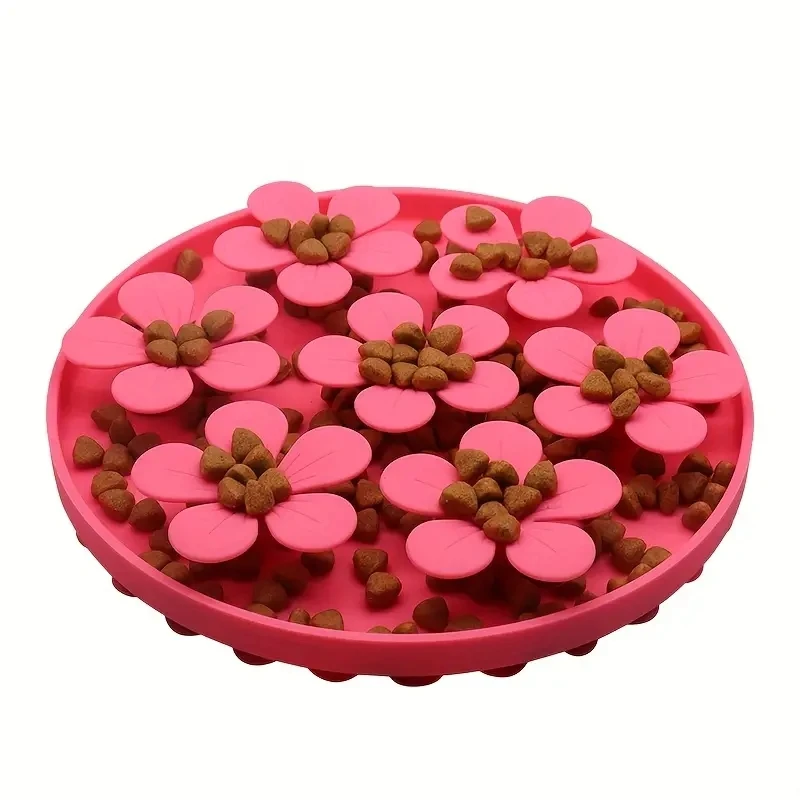 pet Slow Feeder Bowl With Flower Design, Anti-choking And AntiGulping Interactive Slow Feeder Cat Food Bowl For Cats AndPuppies