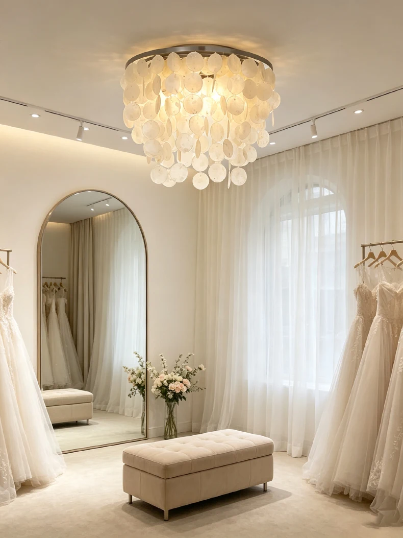 Romantic Shell LED Ceiling Light E27 Bulb Gold Metal Base