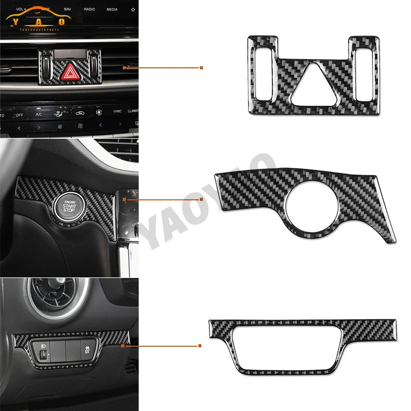 

Carbon Fiber Headlight Switch Start Button Warning Light Panel Cover Sticker For Kia K3 Forte Cerato 2019-2021 Accessories