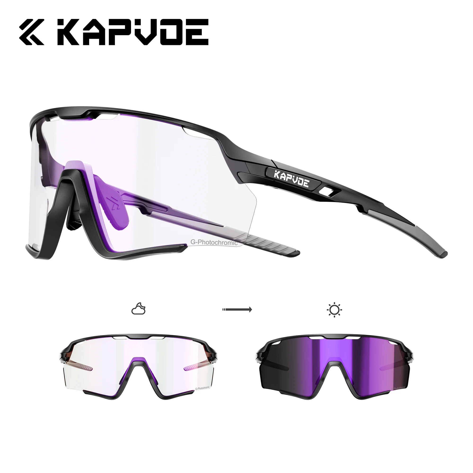 Kapvoe Neue Photochrome Gläser Outdoor Wandern Radfahren Sonnenbrille Männer Frauen MTB Road Fahrrad Sport TR90 Wandern UV400 Brille