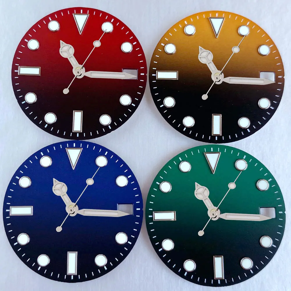 28.5mm NH35A Watch Dial Gradient Blue Green Red Yellow for NH36 NH38 NH70 NH71 NH72 for SUB Automatic Men Watch MOD Accessories