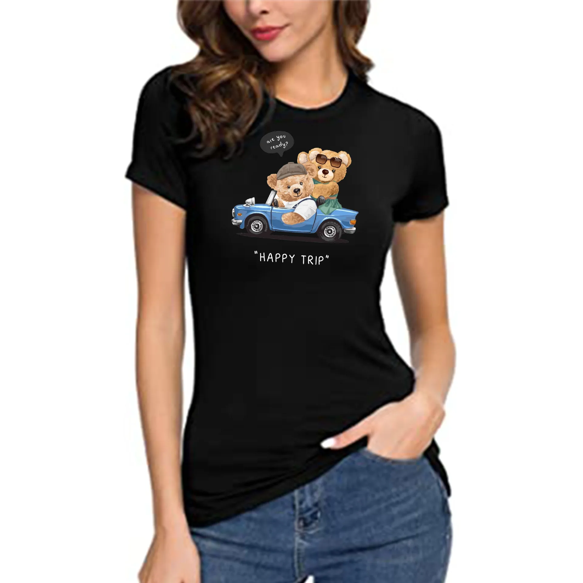 

100% Cotton Trend Couple Bear T Shirts Summer 2022 Top T Shirts Women Short Sleeve O Neck T Shirts Unisex Oversized T Shirts 4XL