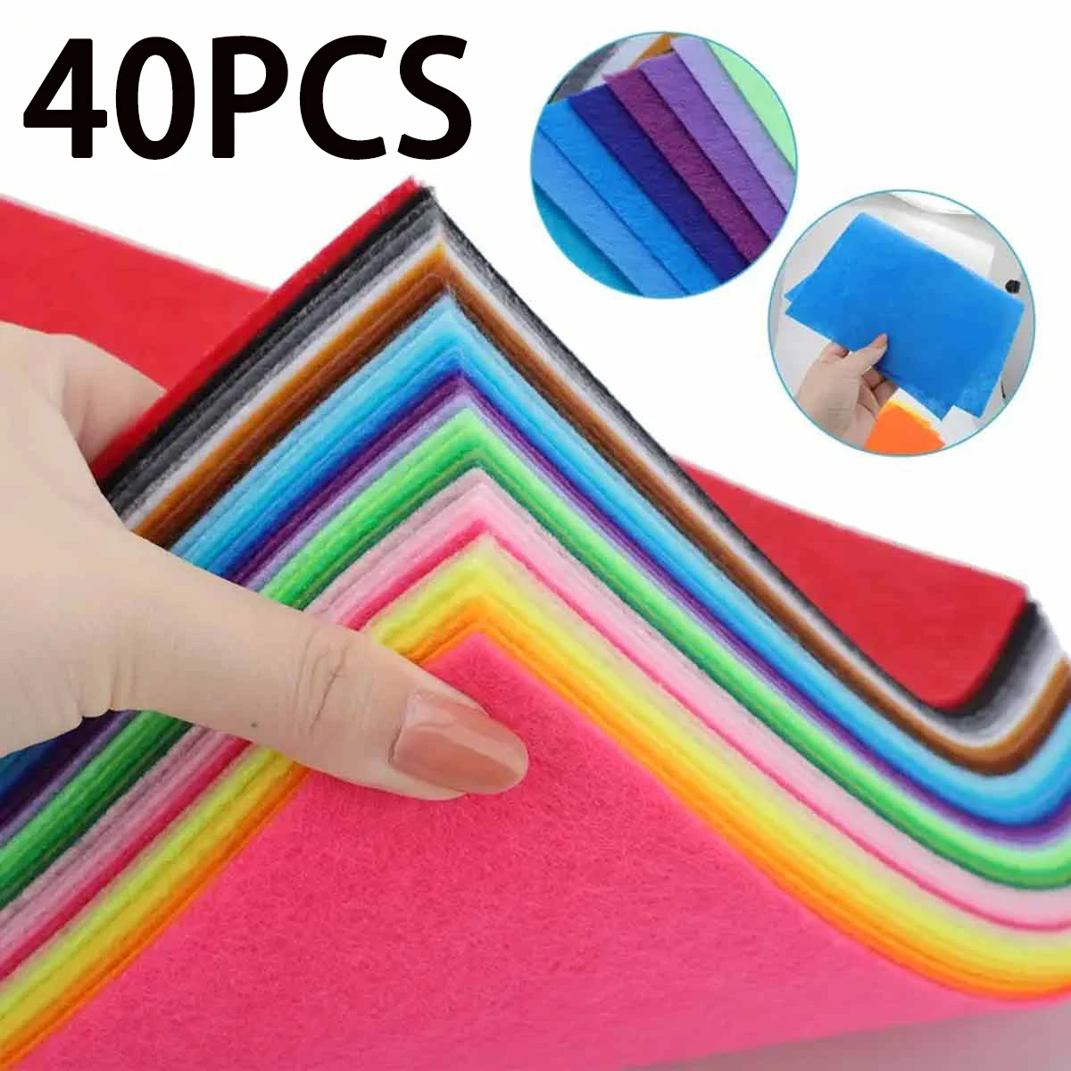 40 Stück farbiger Filz eignen sich zum Handnähen von dekorativen Anhängern, Stoffen, leuchtenden, einfarbigen Farben und universeller Handwerkskunst