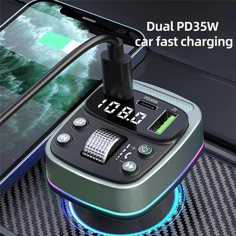 JABS-FM الارسال بلوتوث 5.4 سيارة مشغل موسيقى MP3 محرك فلاش USB ضياع شاحن سيارة المزدوج PD35W شحن سريع #1