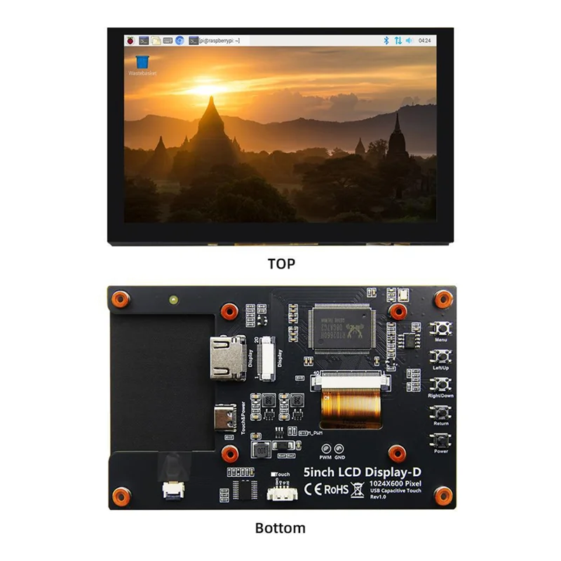A97I-5Inch 1024X600 Inner -Compatible IPS LCD Module Monitor Display Screen With Capacitive Touch Panel For Raspberry Pi