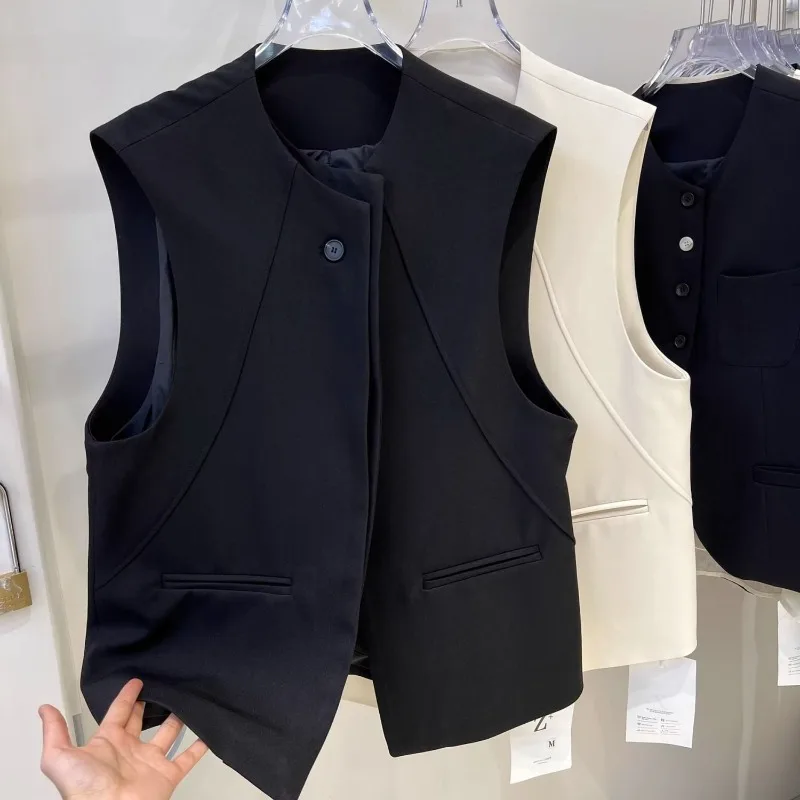 

Костюм большого размера, жилет, женский весенний новый дизайн, жилеты, свободная утягивающая куртка, топ, минималистичный однотонный кардиган для поездок на работу JJ157