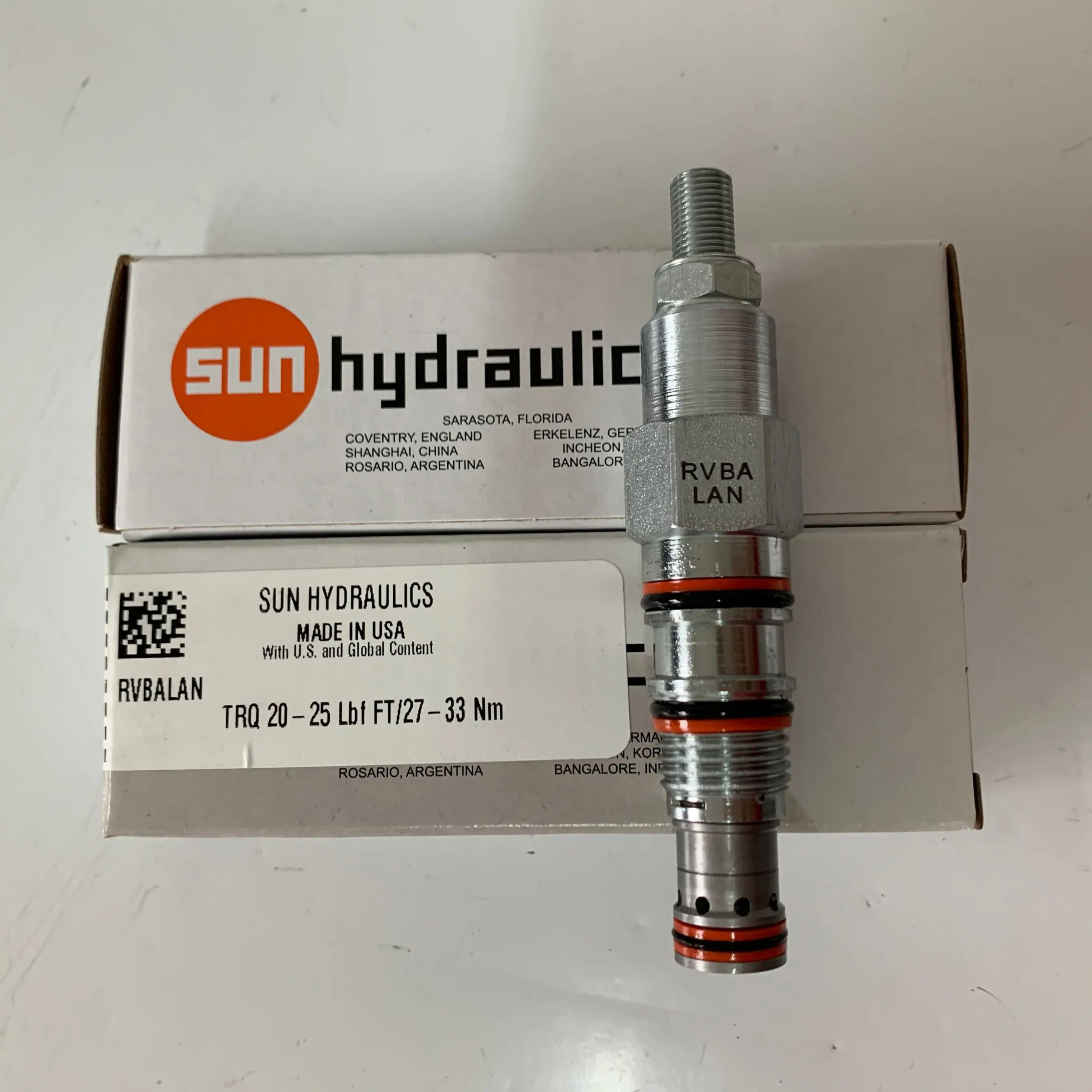 RVBALAN RVBA-LAN RVBA LAN SUN HYDRAULICS ORIGIN genuin Ventable, pilot-operated, balanced piston relief valve screw in cartridge