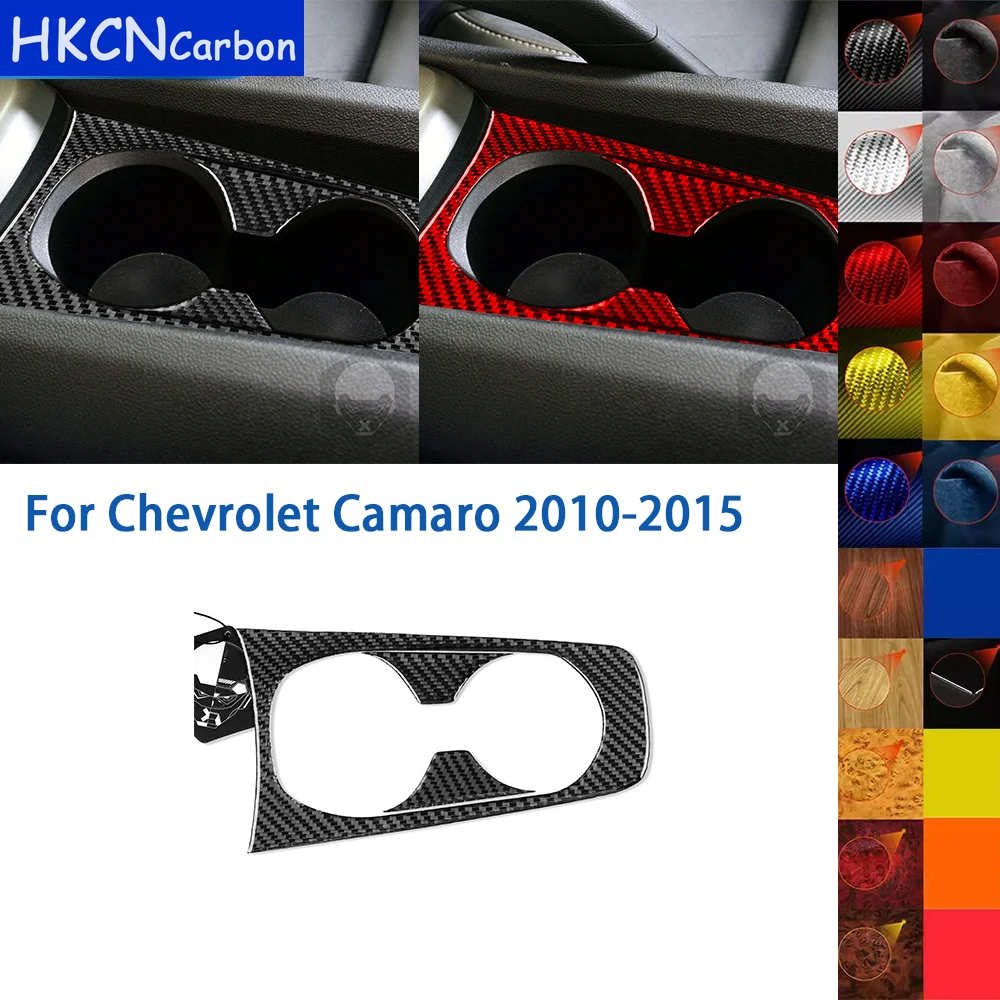 For Chevrolet Camaro 2010 2011 2012 2013 2014 2015 Cup Holder Panel Cover Real Carbon Fiber Sticker Car Interior Accessories