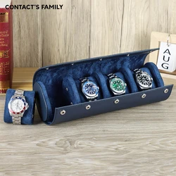 4 Slots Leather Watch Roll Box Portable Travel Watch Case Watches Collector Watch Storage Box Watch Organizer Holder