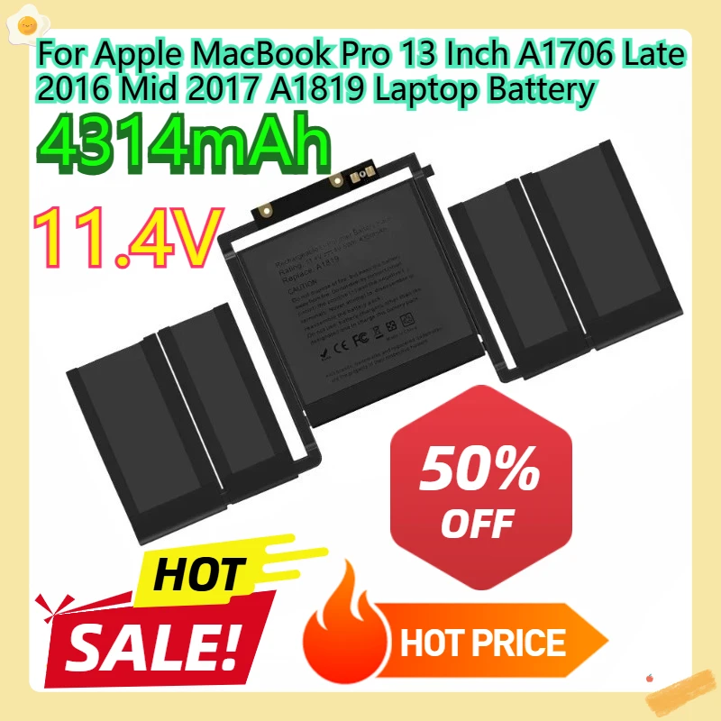 

Для Apple MacBook Pro 13-дюймовый A1706 конец 2016 г., середина 2017 г., A1819, аккумулятор для ноутбука