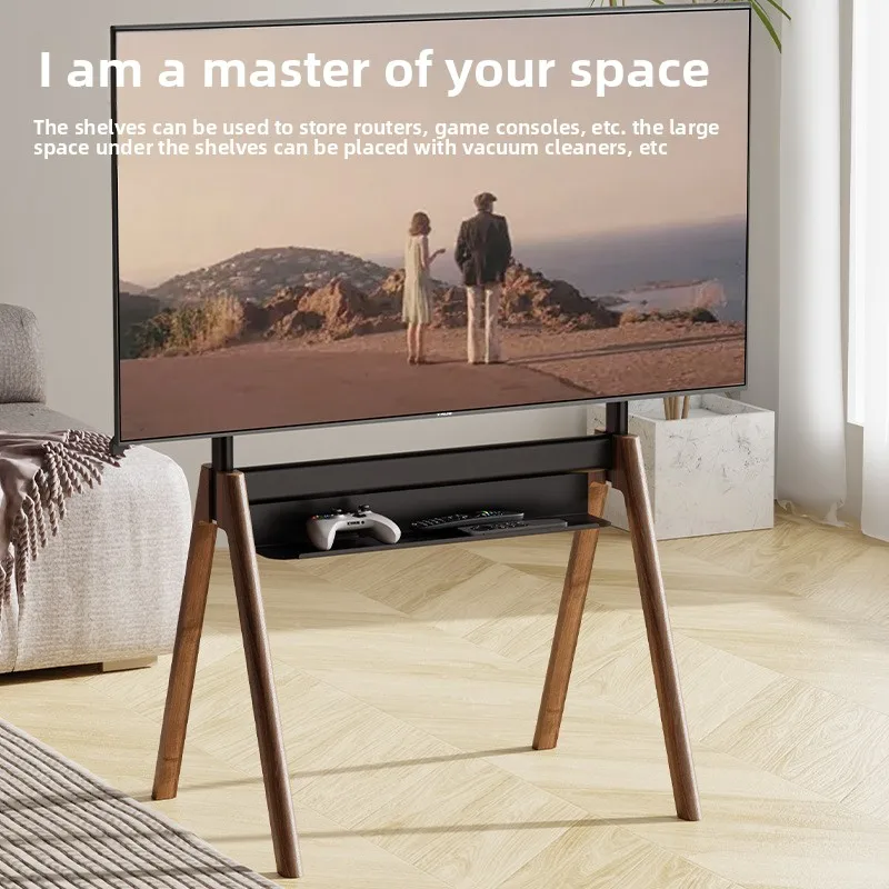 

TV Mount Living Room Home Furniture Studio Steel Quad TV Display Floor Stand Leg with Shelf for 49"-75" TVs