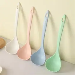 Long Handle Silicone Soup Spoon Large Ramen Noodles Tablespoons Hot Pot Porridge Ladle Scoop Kawaii Japanese Kitchen Utensils