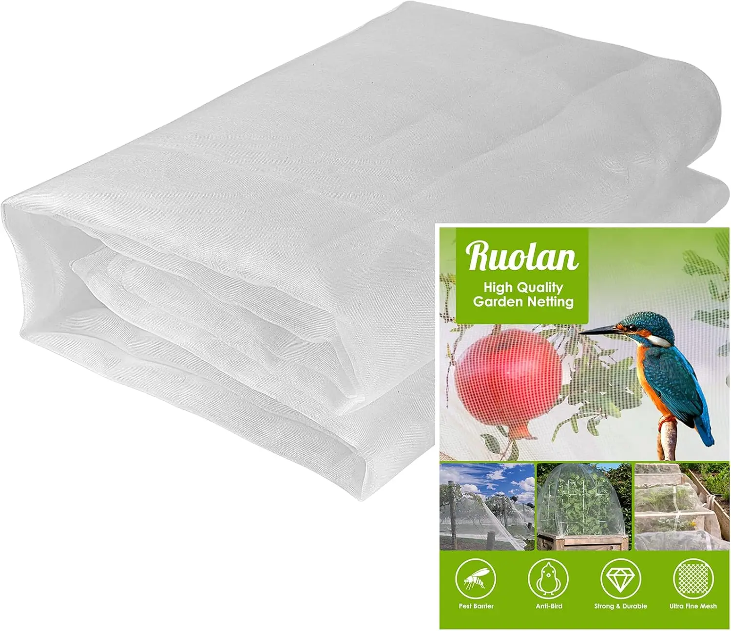 

Garden Mesh Netting for Plants, 10x33 FT Insect Cover, Bug Netting for Garden and Berry Protection