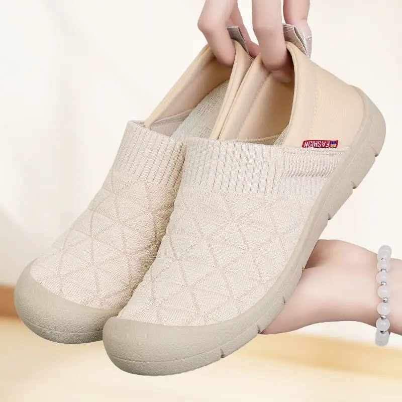 

Autumn Soft Soled Mesh Breathable Women's Cloth Shoes Round Headed Lightweight Casual Shoes Durable Single Foot Shoes Sneakers
