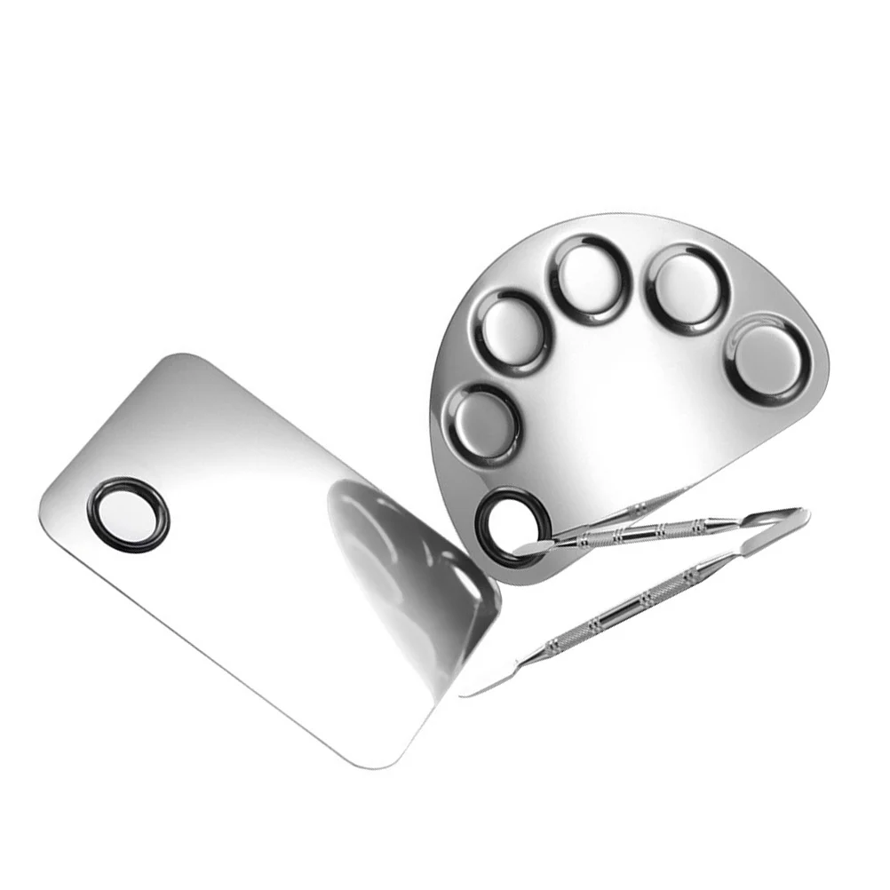 

1Set Makeup Palettes Stainless Steel Mixing Plates for Nail Art Cosmetics Pigments Beauty Artists Professionals Manicure Tool