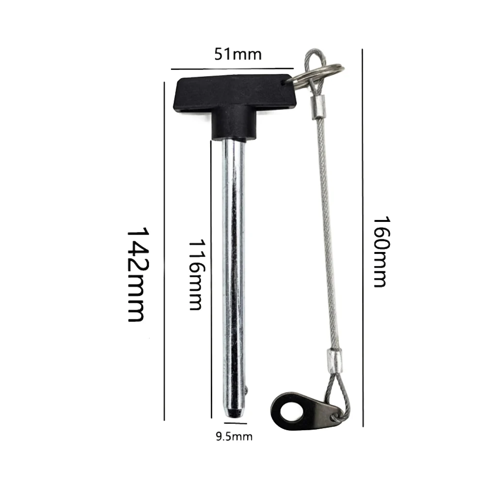 142 X 9.5mm T-Handle Seat Adjustment Pin Rack Safety Pin With Lanyard Steel For Home Indoor Gym Fitness Accessories