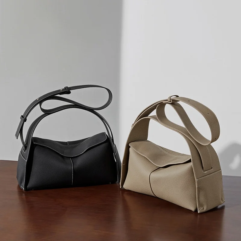 

FW New Full-grain Leather Removable Handle Oblique Span Hanging Ear Series Roof Bag Shoulder Oblique Span Leather Women's Bag