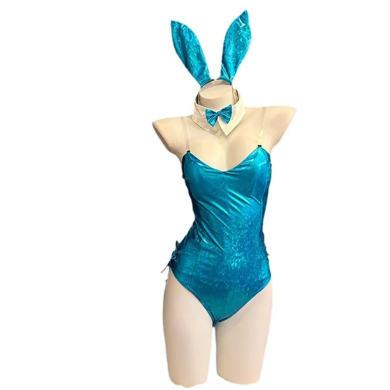 Sexy Shiny Blue Bunny Girl Uniform Anime Bodysuit Headband Ear Outfits Nightclub Game Xmas New Year Sexy Shiny Blue Bunny Girl Uniform Anime Bodysuit Headband Ear Outfits Nightclub Game Xmas New Year