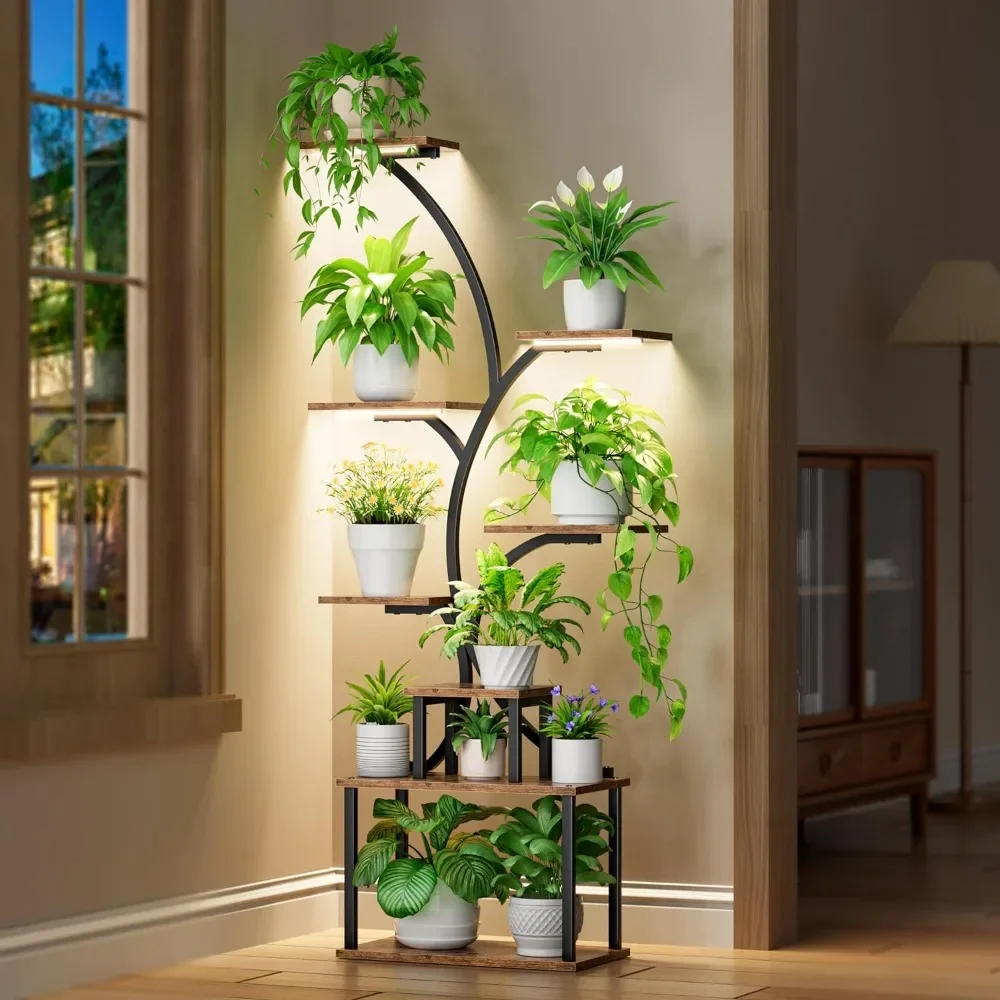 

Plant Stand Indoor with Grow Light, 8-Tiered Tall Plant Stands for Indoor Plants Multiple, Metal Plant Shelf Display