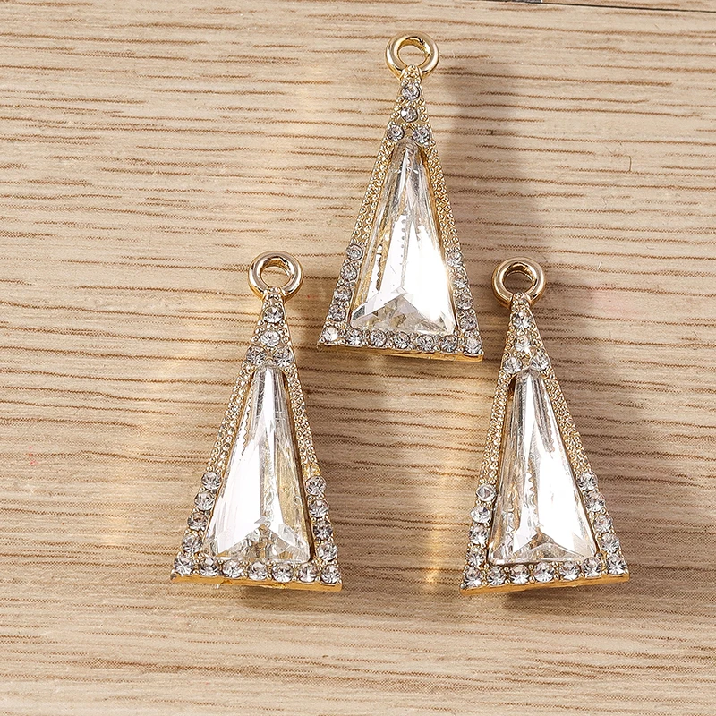 10 stücke 12x28mm elegante Kristall Dreieck Charms Anhänger für Schmuck machen Tropfen Ohrringe Halskette Armbänder DIY Handwerk liefert – Detail 7