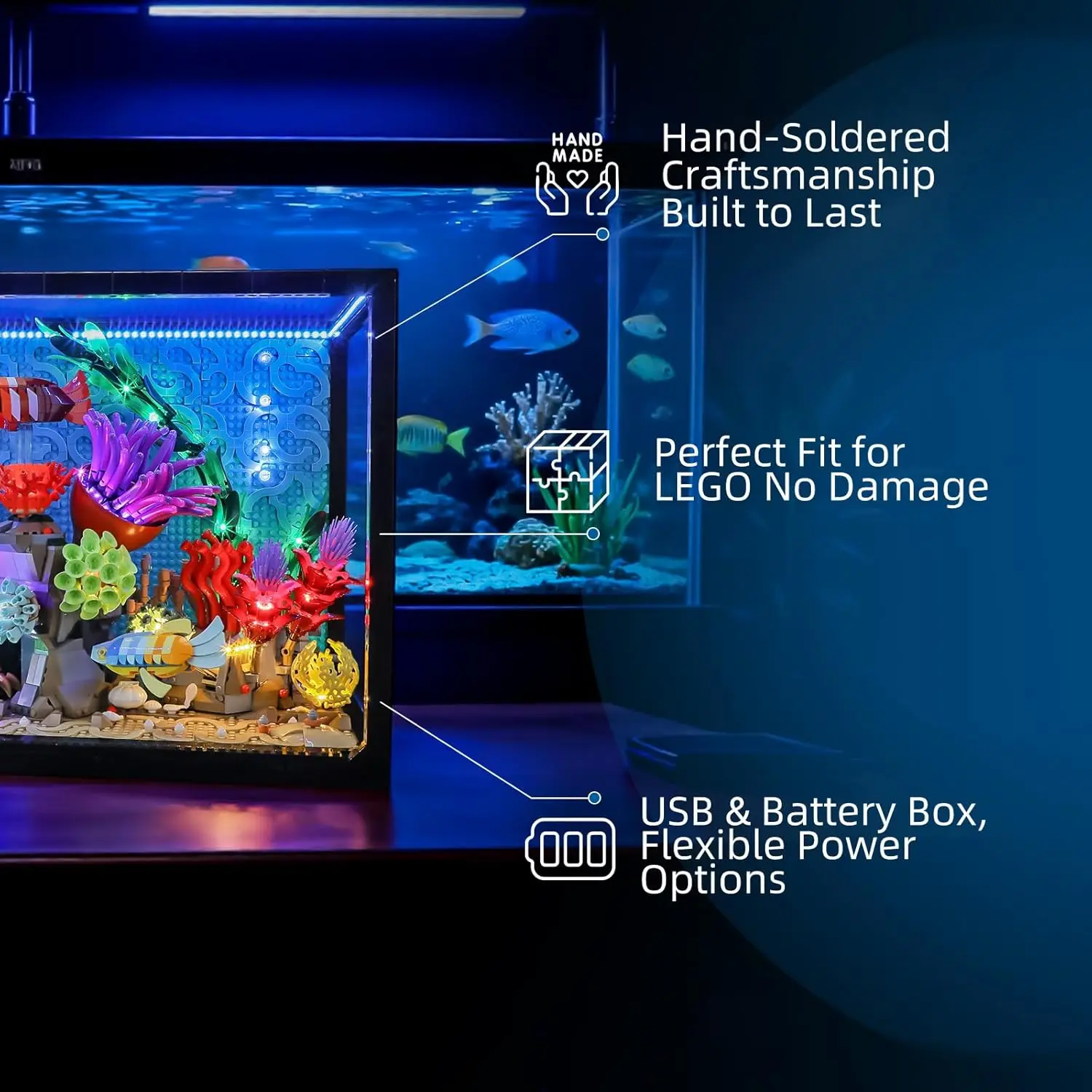 Hprosper LED Light for lego 10366 Icons Tropical Aquarium Decorative Lamp With Battery Box(Not Include Lego Building Blocks)