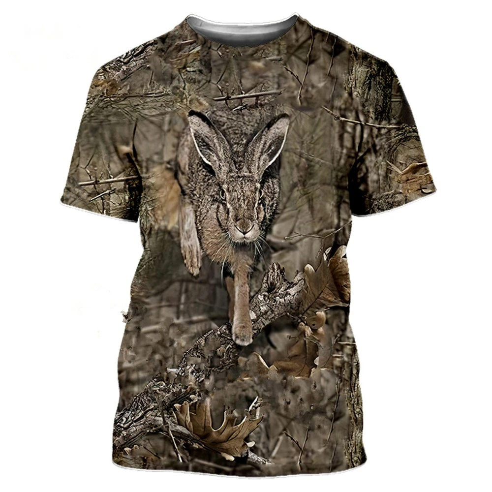 Summer Men\'s 3D Printed T-Shirt Camouflage Hunting Animal Wolf Graphics Fashion Harajuku O-Collar Short-Sleeved Plus Size Top