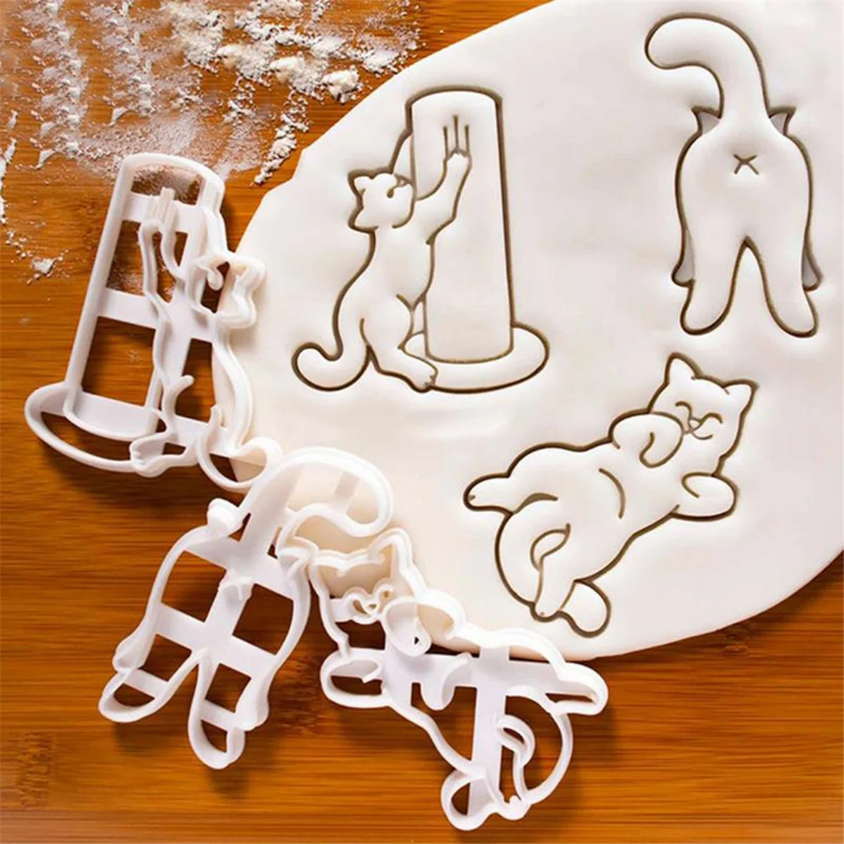 Plastic Cat Cookie Cutters Kitty Butt Shape DIY Biscuit Cookie Mold Stamp Bakeware DIY Biscuit Hand Mold Baking Supplies