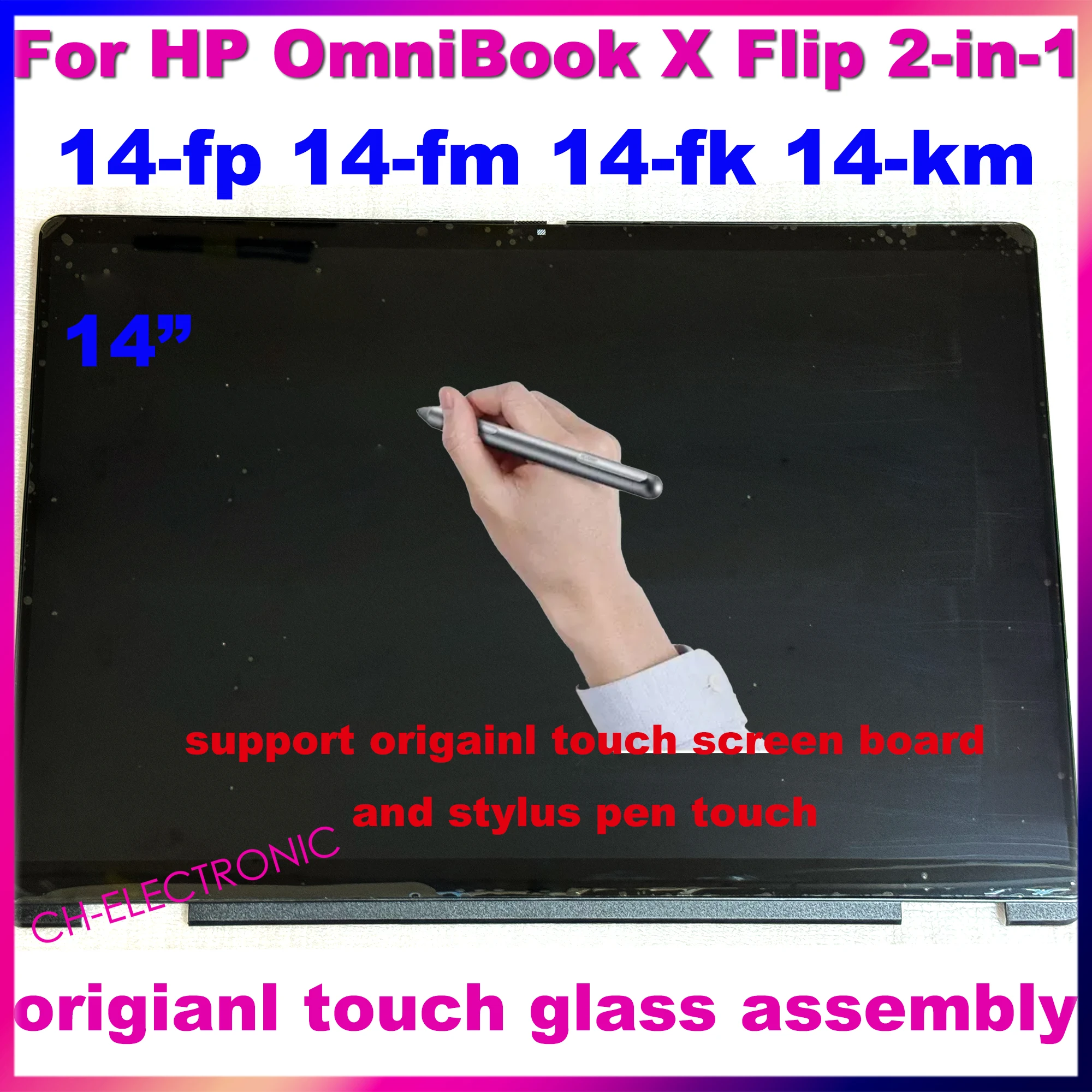 14-дюймовый сенсорный дисплей WXUGA 2.8K OLED для замены в сериях HP OmniBook 14-FP, 14-FM, 14-FK, с IPS-панелью и модулем сенсорного экрана.