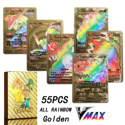 2024 NEW 27-55PCS Pokemon Colorful Gold Foil Card Charizard Pikachu Arceus Silver Rainbow English German VSTAR GX V VMAX Card