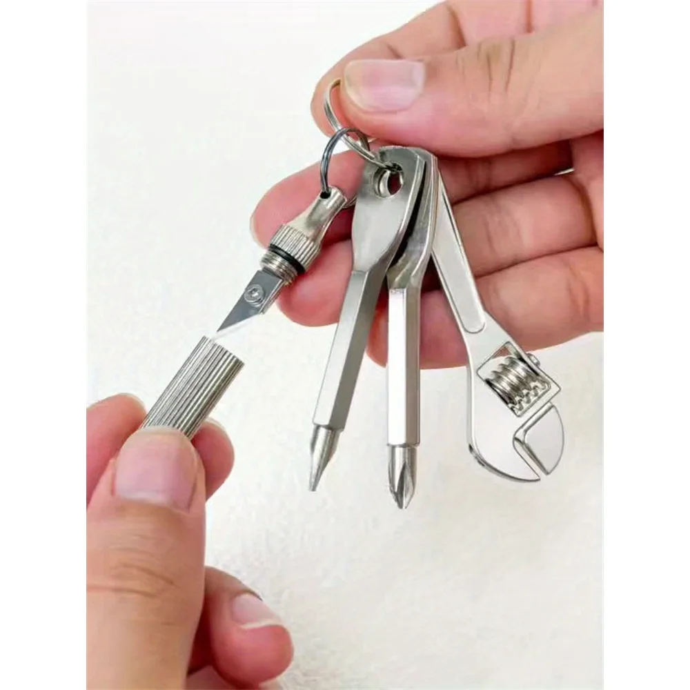 4 قطع أداة جيب صغيرة - فتاحة رسائل، مفك براغي صغير، ومفتاح سلسلة مفاتيح، مناسبة لأدوات إصلاح الدراجات والدراجات النارية #3