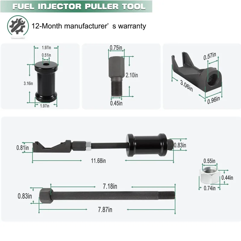 7121 Fuel Injector Puller Tool - Nozzle Puller/Remover - for Case, Caterpillar, GM, John Deere, Waukesha & White Diesel Engines