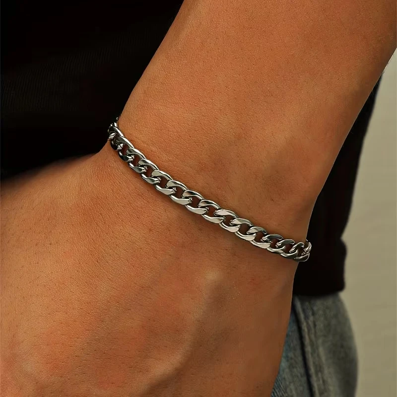 1 Stück Minimalistisches Herren-Armband aus Edelstahl Hip-Hop-Schmuck