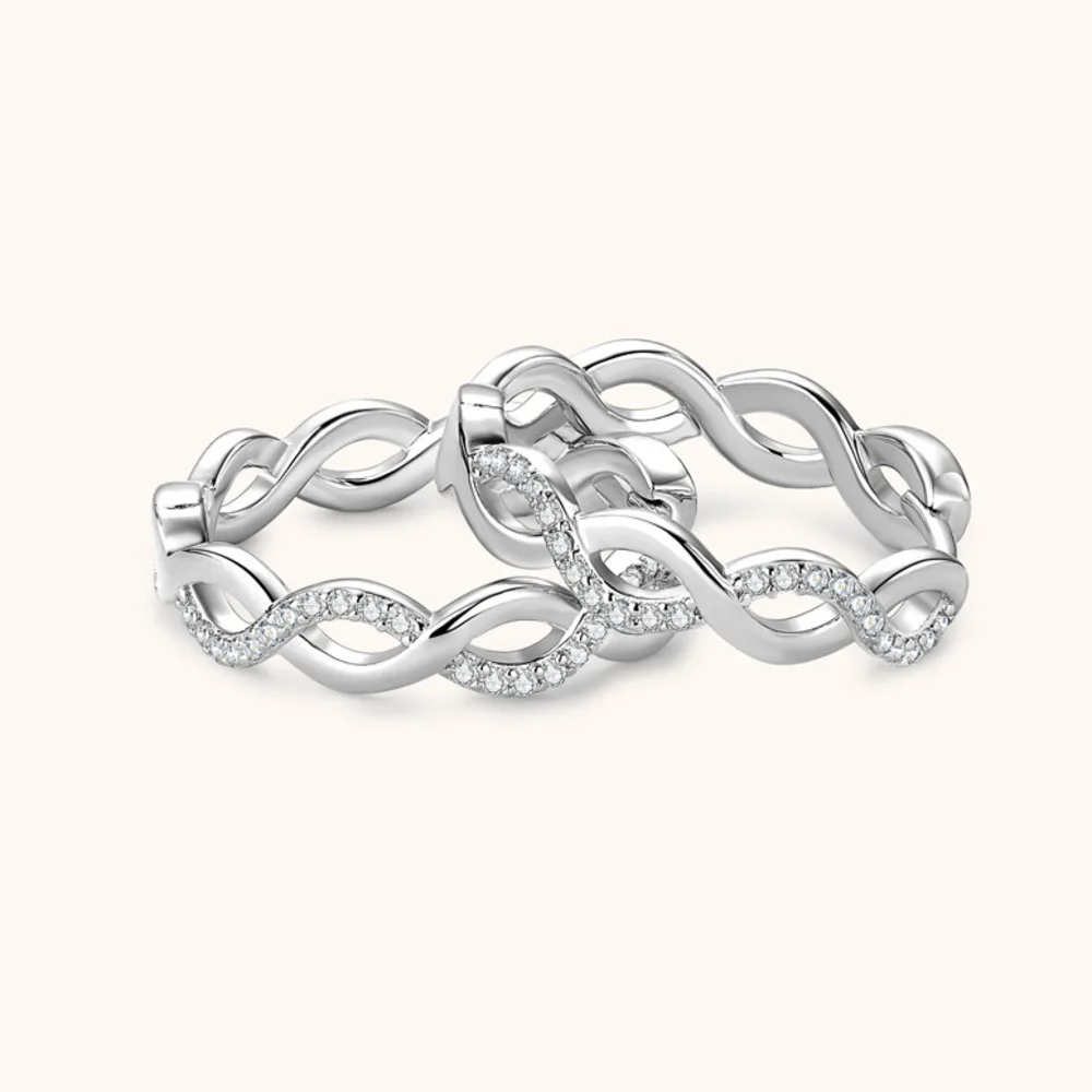 925 Sterling Silver Twisted Infinity Hoop Earrings Paved Moissanite Fine Jewelry Twist Shape Ear Hoops For Women Daily Gift