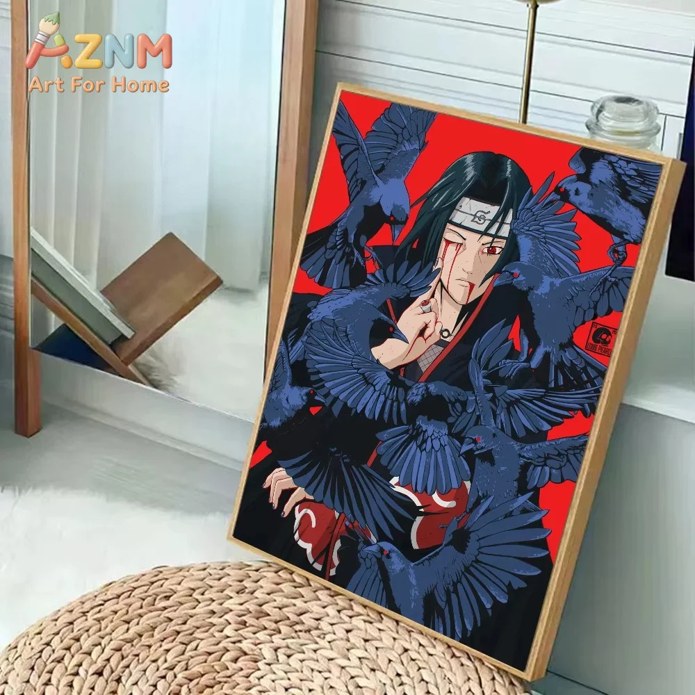 1pc  Amine u-Uchiha Itachi Anime Posters Sticky Whitepaper Sticker DIY Room Bar Cafe Kawaii Room Decor - view 3