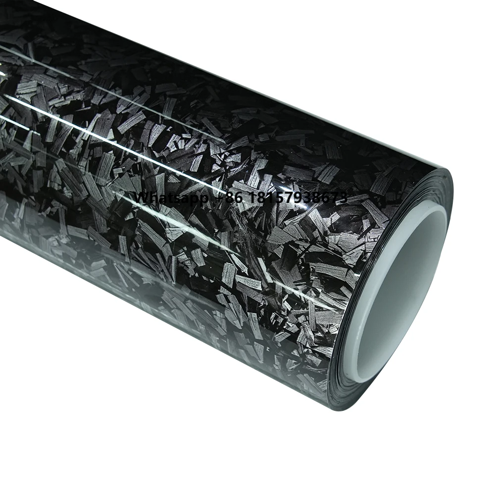 

WRAPMASTER 5*59ft Special Texture Forged PET Gloss Charcoal Carbon Black Car Wrap Vinyl Sticker