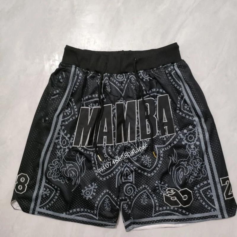 

Basketball Shorts Oversize Men Legend 24 Bryant Sport Black MAMBA Embroidery High Street Hip Hop Pocket Breathable Middle Pants