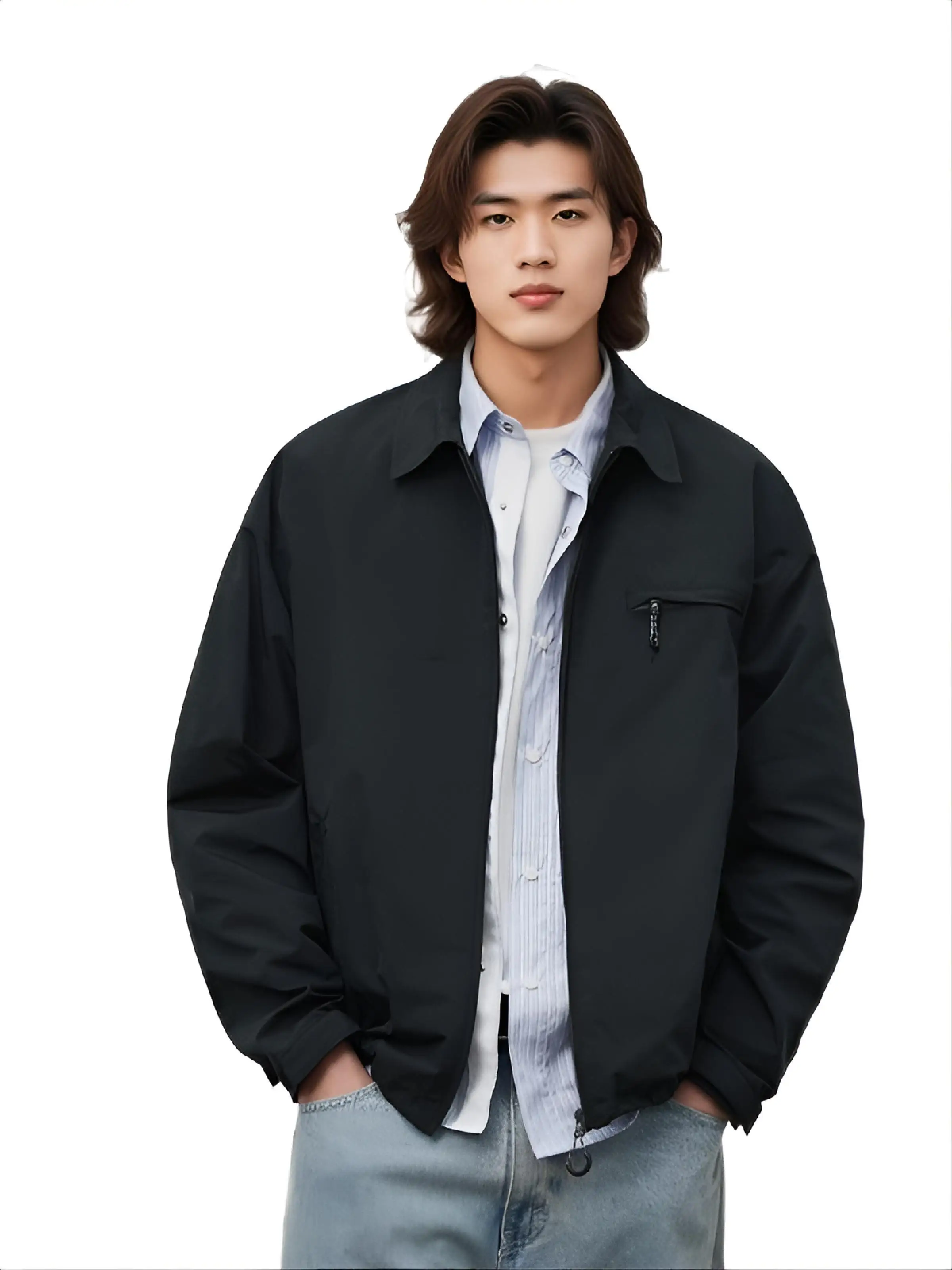 

Mens Jacket Coat Hoodie Japanese Zen Eastern Aesthetic Minimalist Clean Streetwear Downtown Boy Popular Fashion Original Classic
