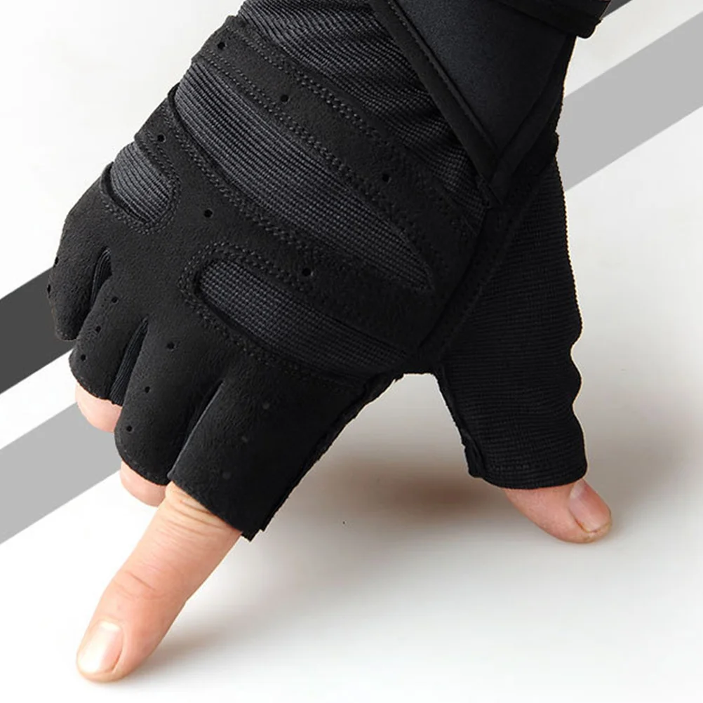 1 Pair Half-Finger Gloves Men'S Breathable Fitness Gloves Thickened Anti-Slip Palm For Climbing Weightlifting Riding Workout