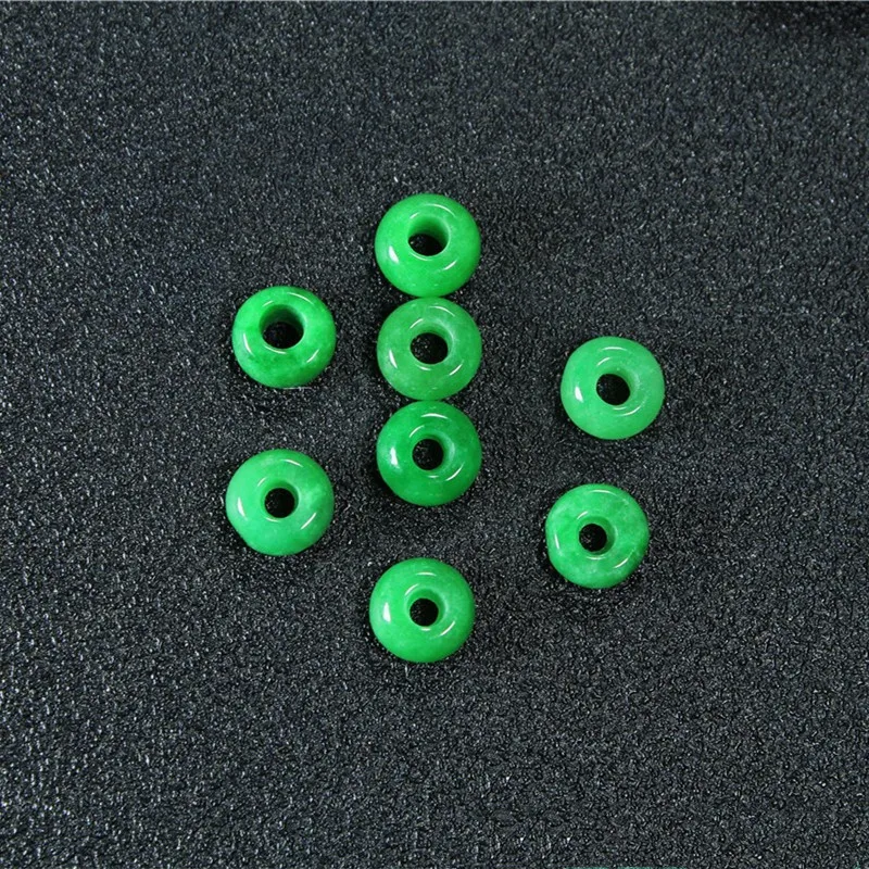 Natural jadeite hand-carved scattered beads DIY100% real green jade bracelets accessories fitting jade gift real jade bangle