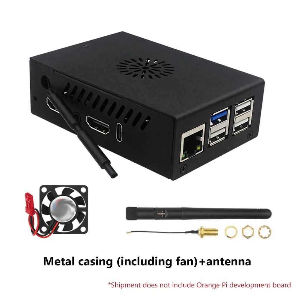 For OrangePi 5Max Metal Protective Case With Fan Included Cooling Metal Shell Optional Antenna Aluminium Heatinks